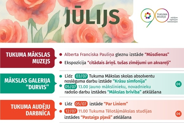 Tukuma muzeja pasākumi un izstādes jūlijā, augustā