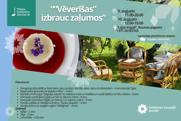 Mājas kafejnīcu dienas Smiltenes novadā notiks jau 9. un 10. augustā