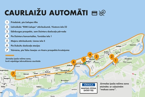 No 1. janvāra iebraukšanas maksa Jūrmalā – 5 eiro