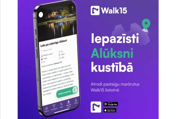 Alūksne - tagad arī «Walk15» lietotnē