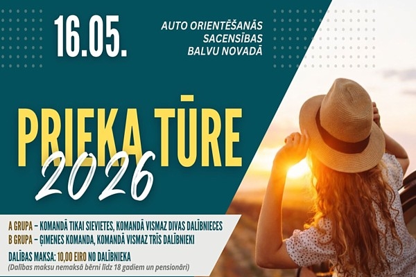 Balvu novads: 16. maijā norisināsies tradicionālās auto orientēšanās sacensības «Prieka tūre 2026»