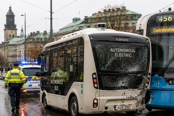 Pašbraucošais autobuss jau pirmajā ekspluatācijas dienā iekļūst negadījumā