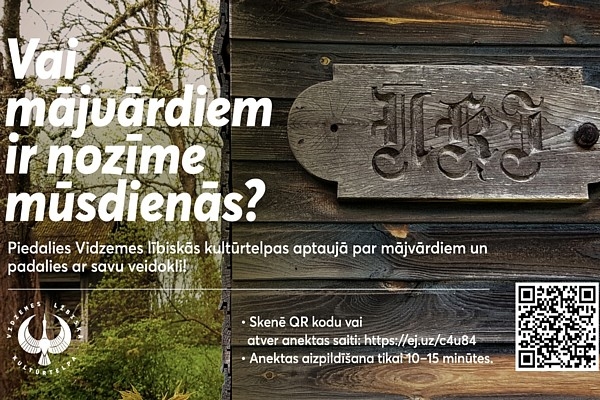 Aicina apzināt Vidzemes lībiskās kultūrtelpas mājvārdus!