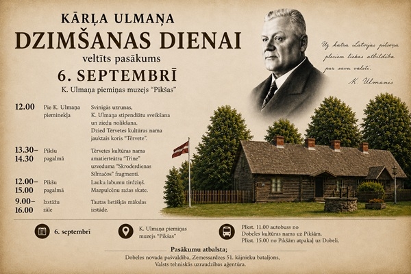 Dobeles novads: Kārļa Ulmaņa dzimšanas dienai veltīts pasākums