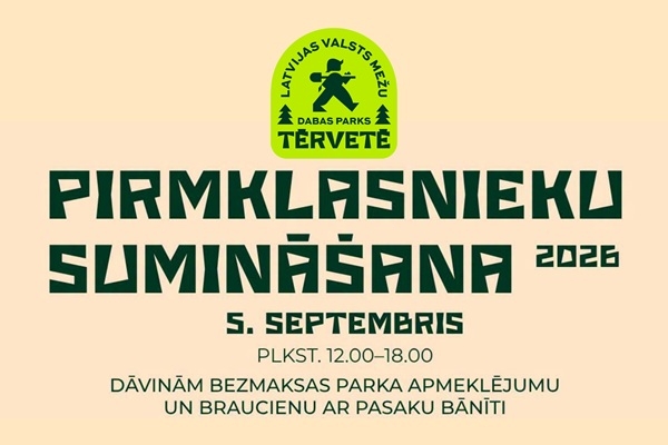 Latvijas Valsts mežu dabas parkā Tērvetē suminās pirmklasniekus