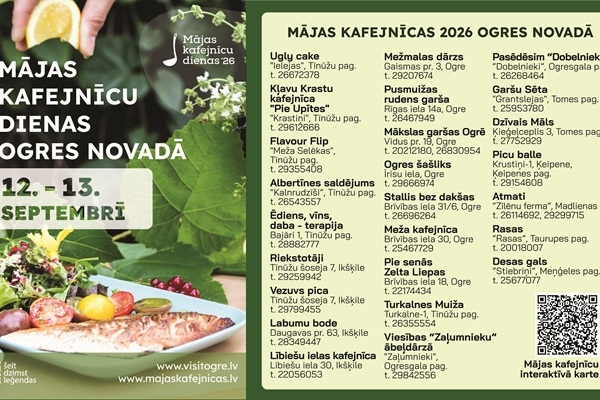 Ogres novads jau sesto reizi aicina baudīt garšas un viesmīlību Mājas kafejnīcu dienās