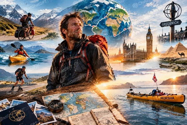6. oktobris vēsturē: Britu piedzīvojumu meklētājs pabeidz pirmo pasaules apceļojumu tikai ar cilvēka spēku
