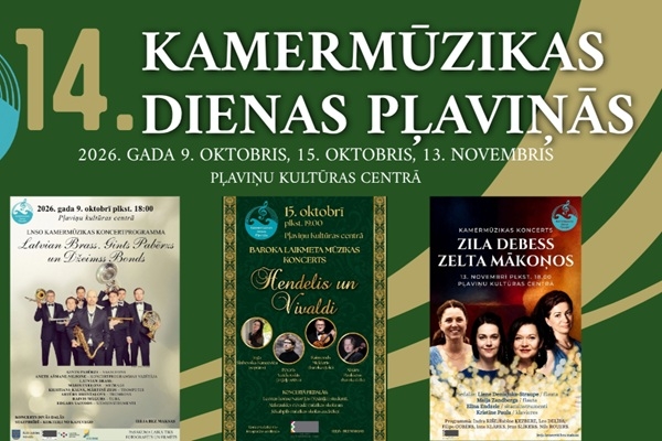 Pļaviņās oktobrī un novembrī norisināsies 14. rudens Kamermūzikas dienas