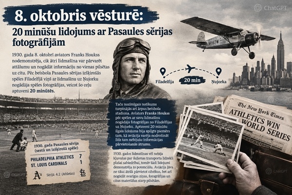 8. oktobris vēsturē: 20 minūšu lidojums ar Pasaules sērijas fotogrāfijām