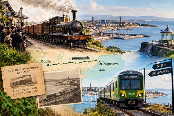 9. oktobris vēsturē: Izmēģina jauno Dublinas – Kingstaunas dzelzceļa līniju