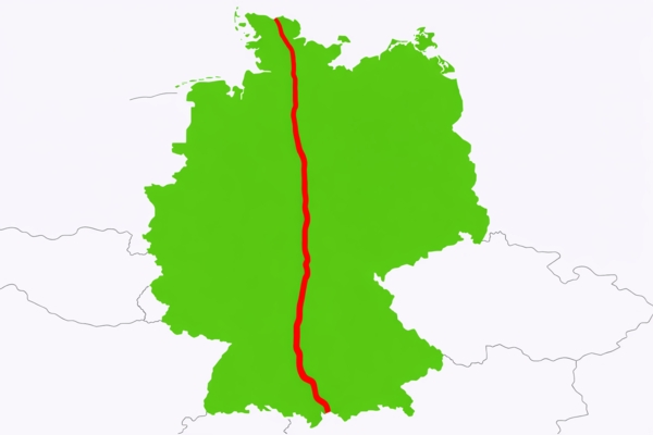 Vācijas garākā automaģistrāle A7 stiepjas 962,2 kilometru garumā